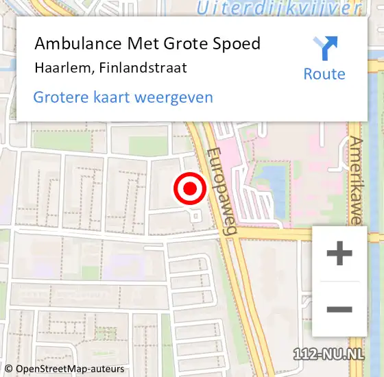 Locatie op kaart van de 112 melding: Ambulance Met Grote Spoed Naar Haarlem, Finlandstraat op 31 juli 2023 23:53