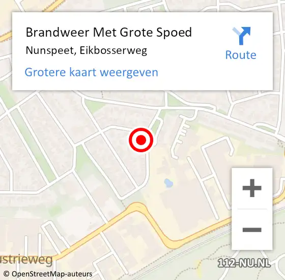 Locatie op kaart van de 112 melding: Brandweer Met Grote Spoed Naar Nunspeet, Eikbosserweg op 31 juli 2023 23:56