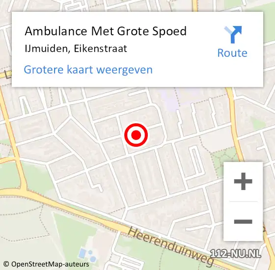 Locatie op kaart van de 112 melding: Ambulance Met Grote Spoed Naar IJmuiden, Eikenstraat op 1 augustus 2023 00:29