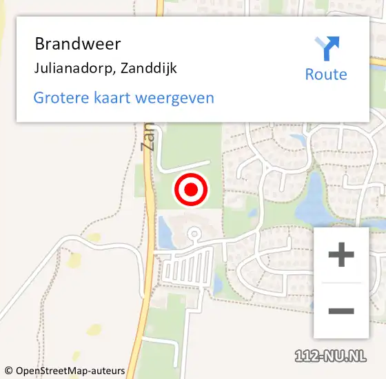 Locatie op kaart van de 112 melding: Brandweer Julianadorp, Zanddijk op 1 augustus 2023 00:35