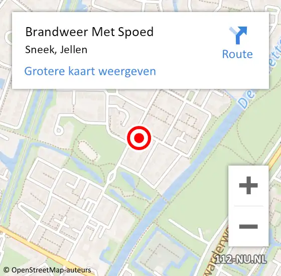 Locatie op kaart van de 112 melding: Brandweer Met Spoed Naar Sneek, Jellen op 1 augustus 2023 01:00