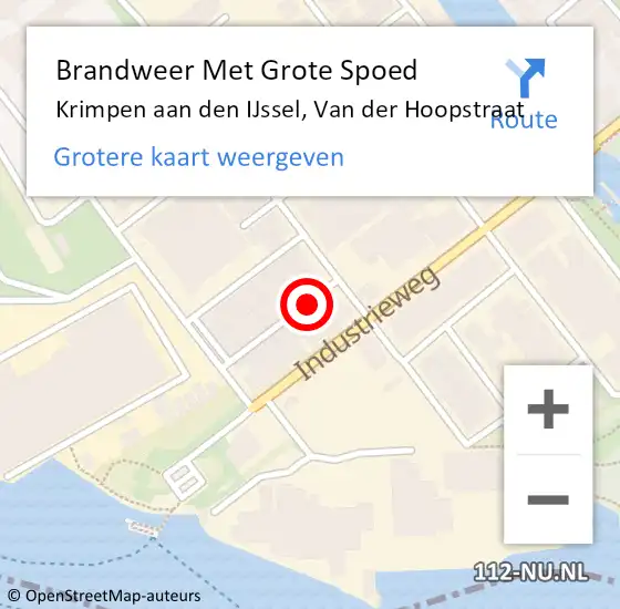 Locatie op kaart van de 112 melding: Brandweer Met Grote Spoed Naar Krimpen aan den IJssel, Van der Hoopstraat op 1 augustus 2023 02:17