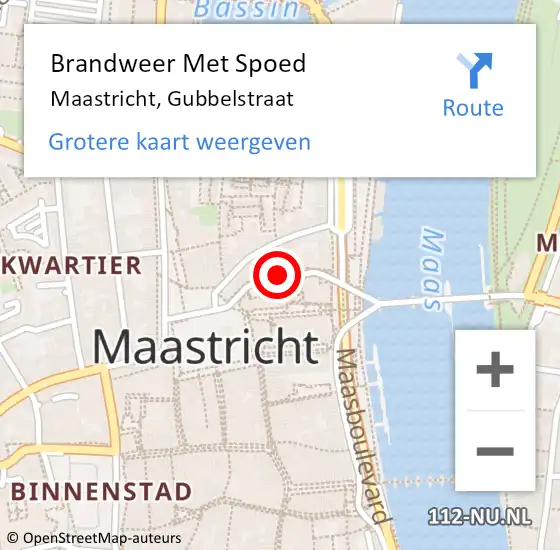 Locatie op kaart van de 112 melding: Brandweer Met Spoed Naar Maastricht, Gubbelstraat op 1 augustus 2023 02:17