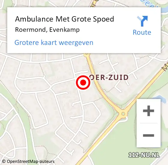 Locatie op kaart van de 112 melding: Ambulance Met Grote Spoed Naar Roermond, Evenkamp op 1 augustus 2023 02:59