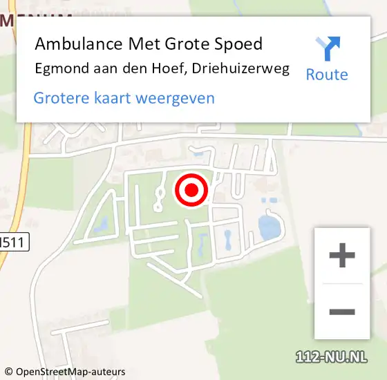 Locatie op kaart van de 112 melding: Ambulance Met Grote Spoed Naar Egmond aan den Hoef, Driehuizerweg op 1 augustus 2023 04:47