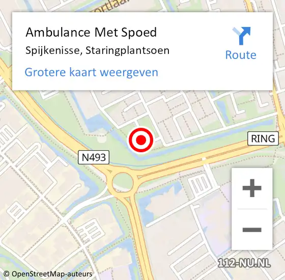 Locatie op kaart van de 112 melding: Ambulance Met Spoed Naar Spijkenisse, Staringplantsoen op 1 augustus 2023 05:05