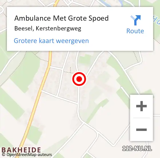 Locatie op kaart van de 112 melding: Ambulance Met Grote Spoed Naar Beesel, Kerstenbergweg op 1 augustus 2023 05:35