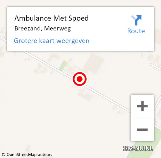 Locatie op kaart van de 112 melding: Ambulance Met Spoed Naar Breezand, Meerweg op 1 augustus 2023 06:50