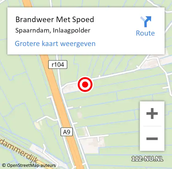 Locatie op kaart van de 112 melding: Brandweer Met Spoed Naar Spaarndam, Inlaagpolder op 1 augustus 2023 07:13