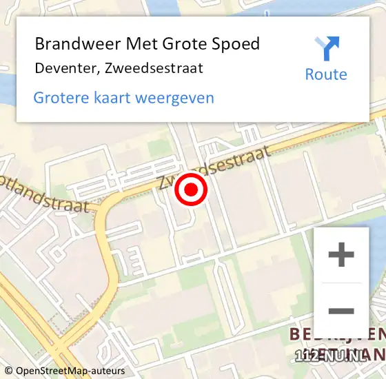 Locatie op kaart van de 112 melding: Brandweer Met Grote Spoed Naar Deventer, Zweedsestraat op 1 augustus 2023 07:45