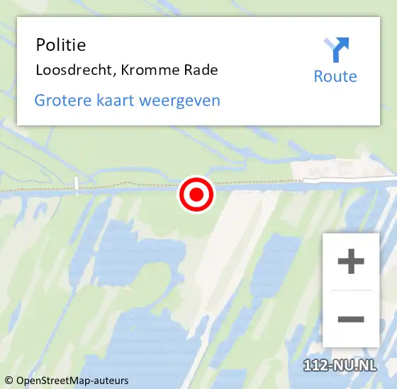 Locatie op kaart van de 112 melding: Politie Loosdrecht, Kromme Rade op 1 augustus 2023 08:01