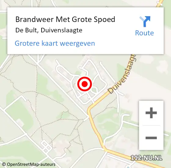 Locatie op kaart van de 112 melding: Brandweer Met Grote Spoed Naar De Bult, Duivenslaagte op 3 september 2014 14:36