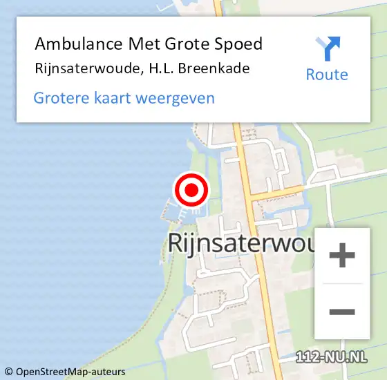 Locatie op kaart van de 112 melding: Ambulance Met Grote Spoed Naar Rijnsaterwoude, H.L. Breenkade op 1 augustus 2023 09:48