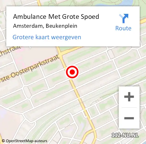 Locatie op kaart van de 112 melding: Ambulance Met Grote Spoed Naar Amsterdam, Beukenplein op 1 augustus 2023 10:31