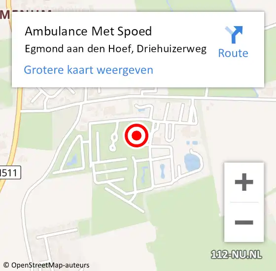 Locatie op kaart van de 112 melding: Ambulance Met Spoed Naar Egmond aan den Hoef, Driehuizerweg op 1 augustus 2023 11:23