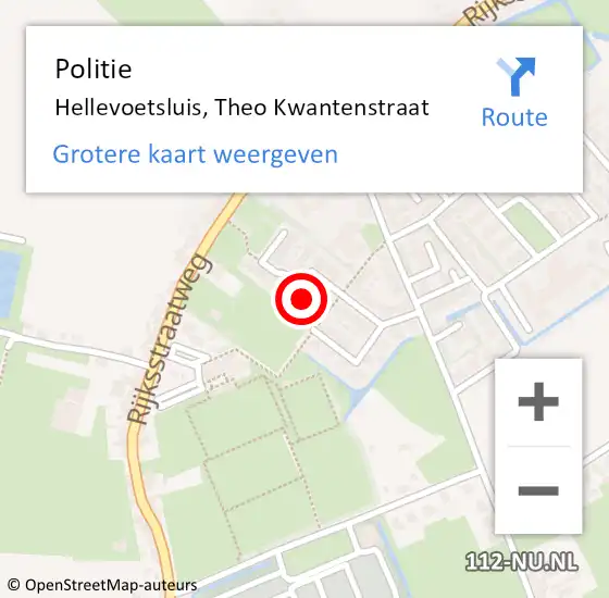 Locatie op kaart van de 112 melding: Politie Hellevoetsluis, Theo Kwantenstraat op 1 augustus 2023 11:23