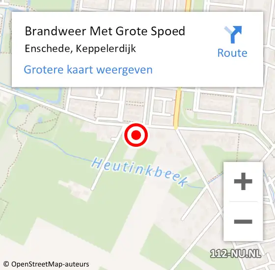 Locatie op kaart van de 112 melding: Brandweer Met Grote Spoed Naar Enschede, Keppelerdijk op 1 augustus 2023 11:37