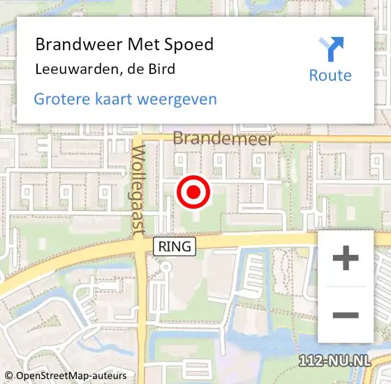 Locatie op kaart van de 112 melding: Brandweer Met Spoed Naar Leeuwarden, de Bird op 1 augustus 2023 11:38