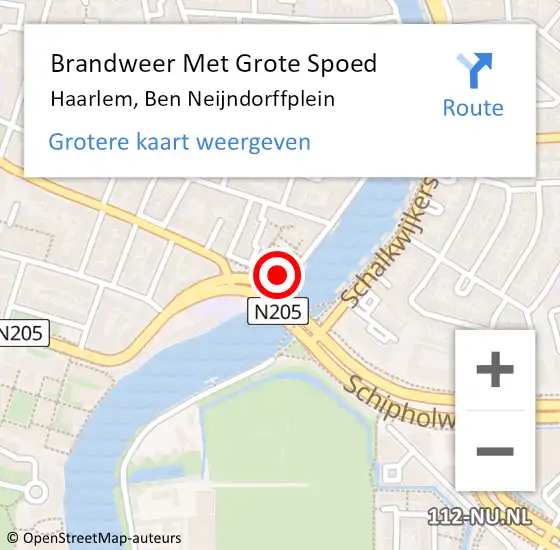 Locatie op kaart van de 112 melding: Brandweer Met Grote Spoed Naar Haarlem, Ben Neijndorffplein op 1 augustus 2023 12:36