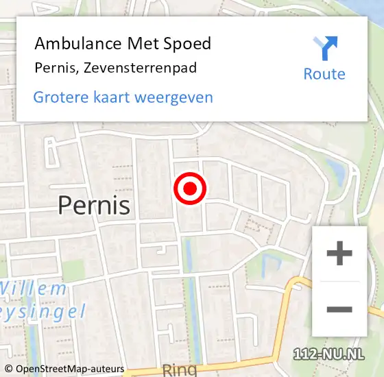 Locatie op kaart van de 112 melding: Ambulance Met Spoed Naar Pernis, Zevensterrenpad op 1 augustus 2023 12:44