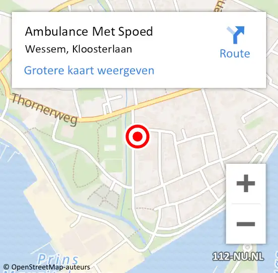 Locatie op kaart van de 112 melding: Ambulance Met Spoed Naar Wessem, Kloosterlaan op 3 september 2014 15:02