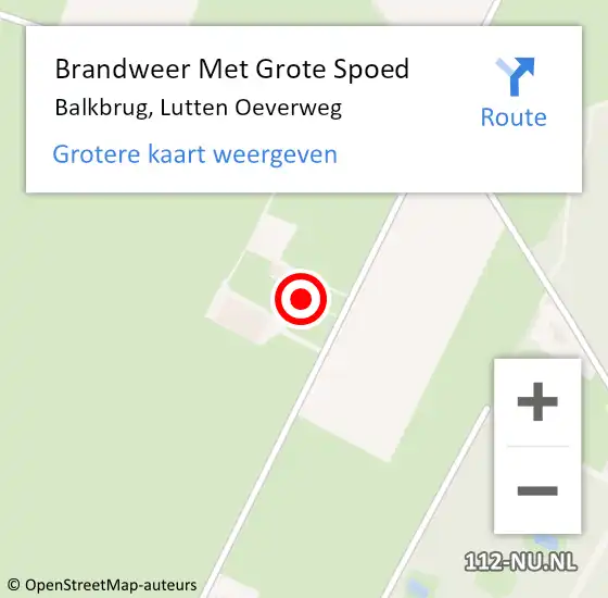 Locatie op kaart van de 112 melding: Brandweer Met Grote Spoed Naar Balkbrug, Lutten Oeverweg op 1 augustus 2023 13:15