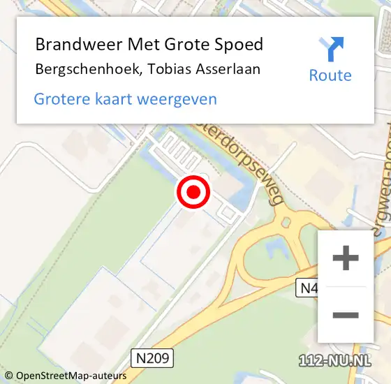 Locatie op kaart van de 112 melding: Brandweer Met Grote Spoed Naar Bergschenhoek, Tobias Asserlaan op 1 augustus 2023 13:25