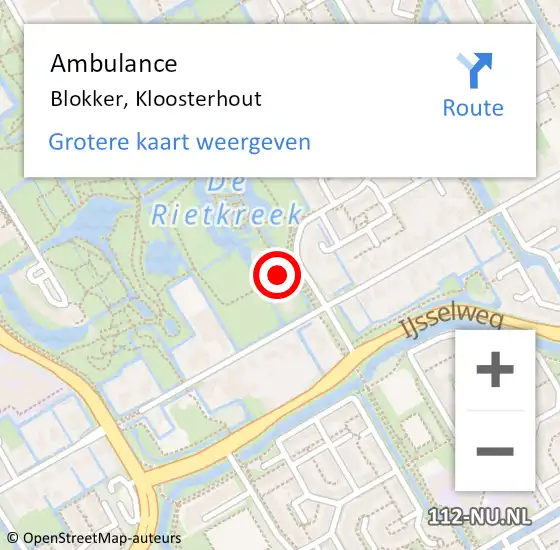 Locatie op kaart van de 112 melding: Ambulance Blokker, Kloosterhout op 1 augustus 2023 13:41