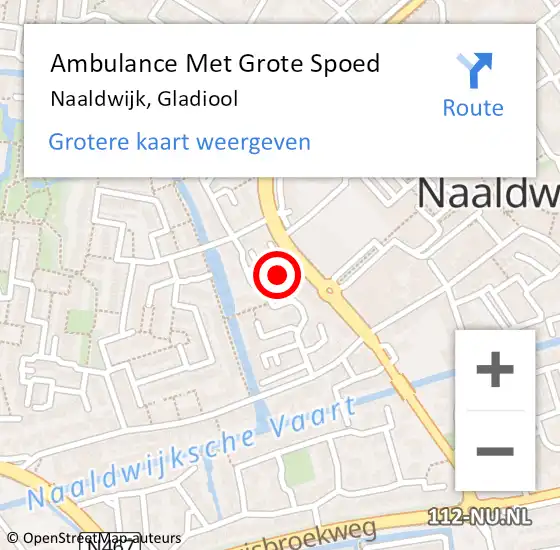 Locatie op kaart van de 112 melding: Ambulance Met Grote Spoed Naar Naaldwijk, Gladiool op 1 augustus 2023 13:41