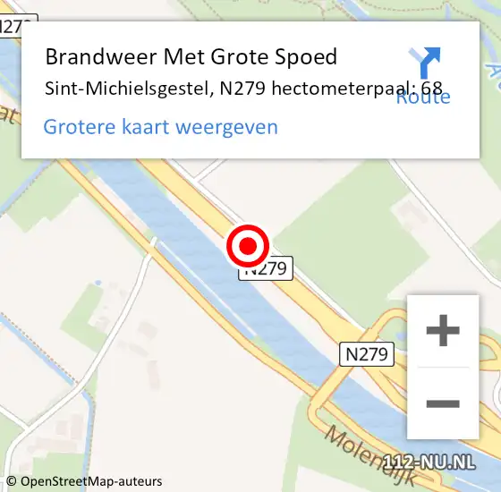 Locatie op kaart van de 112 melding: Brandweer Met Grote Spoed Naar Sint-Michielsgestel, N279 hectometerpaal: 68 op 1 augustus 2023 14:22