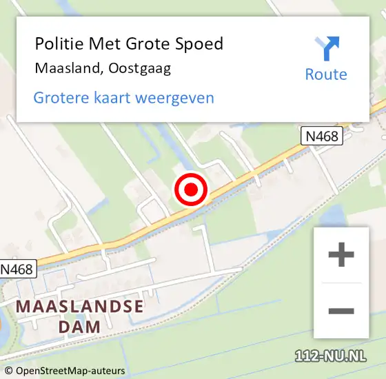 Locatie op kaart van de 112 melding: Politie Met Grote Spoed Naar Maasland, Oostgaag op 1 augustus 2023 14:45