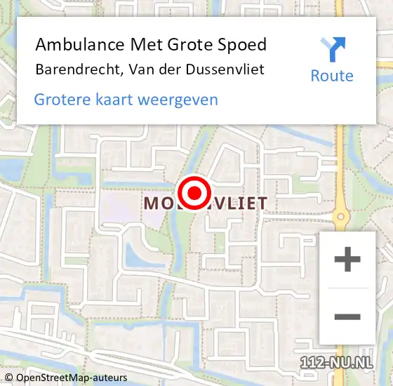 Locatie op kaart van de 112 melding: Ambulance Met Grote Spoed Naar Barendrecht, Van der Dussenvliet op 1 augustus 2023 14:59