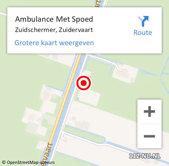 Locatie op kaart van de 112 melding: Ambulance Met Spoed Naar Zuidschermer, Zuidervaart op 1 augustus 2023 15:11