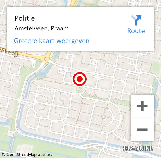 Locatie op kaart van de 112 melding: Politie Amstelveen, Praam op 3 september 2014 15:14