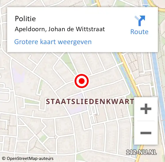 Locatie op kaart van de 112 melding: Politie Apeldoorn, Johan de Wittstraat op 1 augustus 2023 15:46