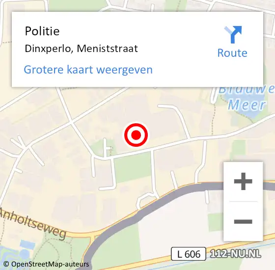 Locatie op kaart van de 112 melding: Politie Dinxperlo, Meniststraat op 1 augustus 2023 16:03