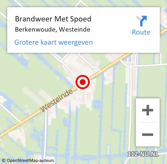 Locatie op kaart van de 112 melding: Brandweer Met Spoed Naar Berkenwoude, Westeinde op 3 september 2014 15:19