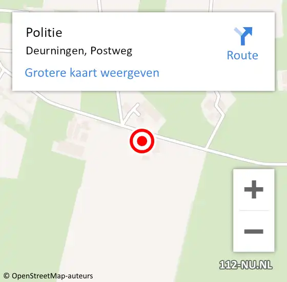 Locatie op kaart van de 112 melding: Politie Deurningen, Postweg op 1 augustus 2023 16:20
