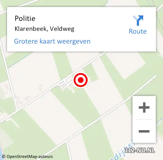 Locatie op kaart van de 112 melding: Politie Klarenbeek, Veldweg op 1 augustus 2023 16:32
