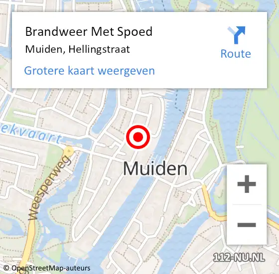 Locatie op kaart van de 112 melding: Brandweer Met Spoed Naar Muiden, Hellingstraat op 1 augustus 2023 16:40