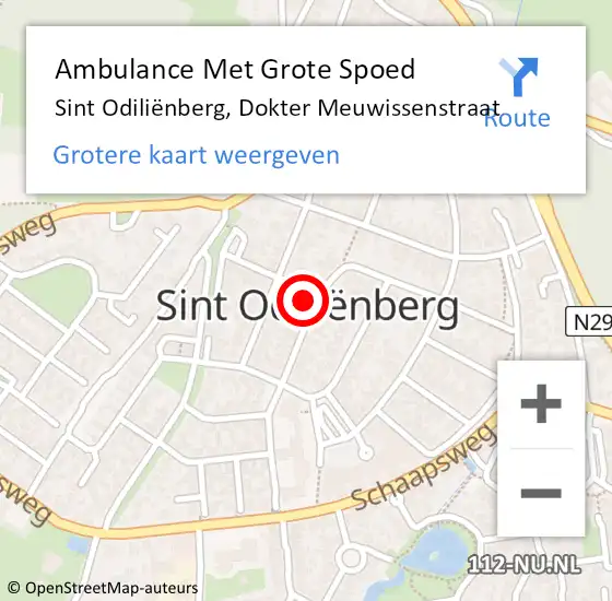 Locatie op kaart van de 112 melding: Ambulance Met Grote Spoed Naar Sint Odiliënberg, Dokter Meuwissenstraat op 1 augustus 2023 17:08