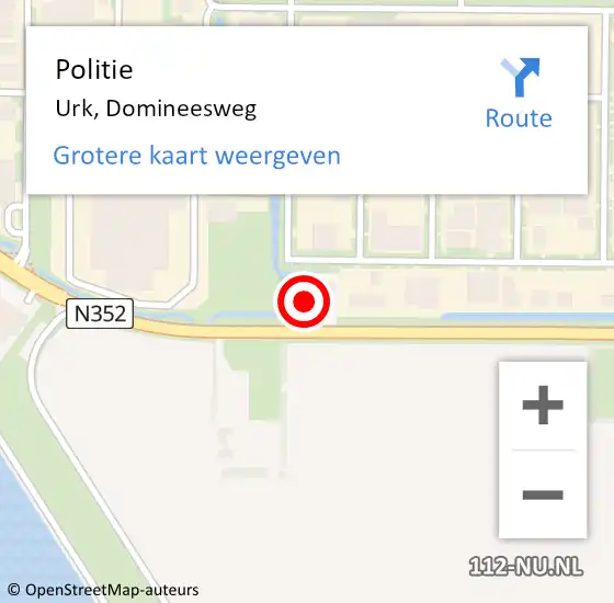 Locatie op kaart van de 112 melding: Politie Urk, Domineesweg op 1 augustus 2023 17:15