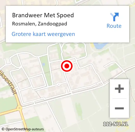Locatie op kaart van de 112 melding: Brandweer Met Spoed Naar Rosmalen, Zandoogpad op 1 augustus 2023 17:37