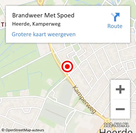 Locatie op kaart van de 112 melding: Brandweer Met Spoed Naar Heerde, Kamperweg op 1 augustus 2023 17:53