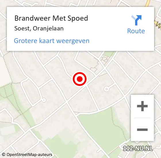 Locatie op kaart van de 112 melding: Brandweer Met Spoed Naar Soest, Oranjelaan op 1 augustus 2023 17:56