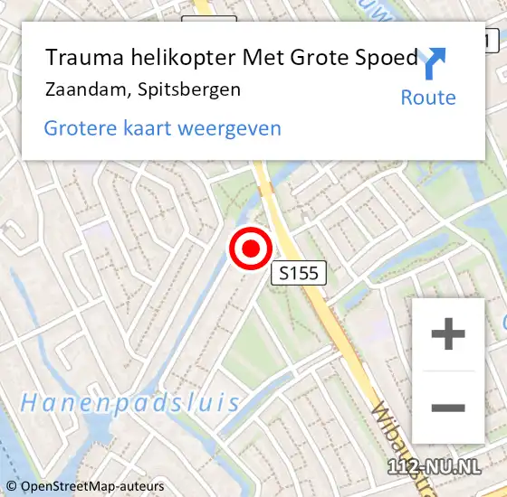 Locatie op kaart van de 112 melding: Trauma helikopter Met Grote Spoed Naar Zaandam, Spitsbergen op 1 augustus 2023 18:47