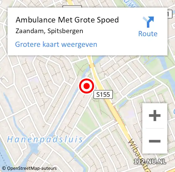 Locatie op kaart van de 112 melding: Ambulance Met Grote Spoed Naar Zaandam, Spitsbergen op 1 augustus 2023 18:47