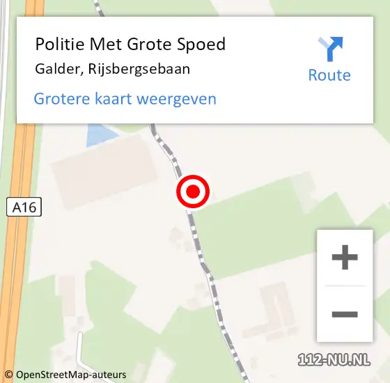 Locatie op kaart van de 112 melding: Politie Met Grote Spoed Naar Galder, Rijsbergsebaan op 1 augustus 2023 20:16