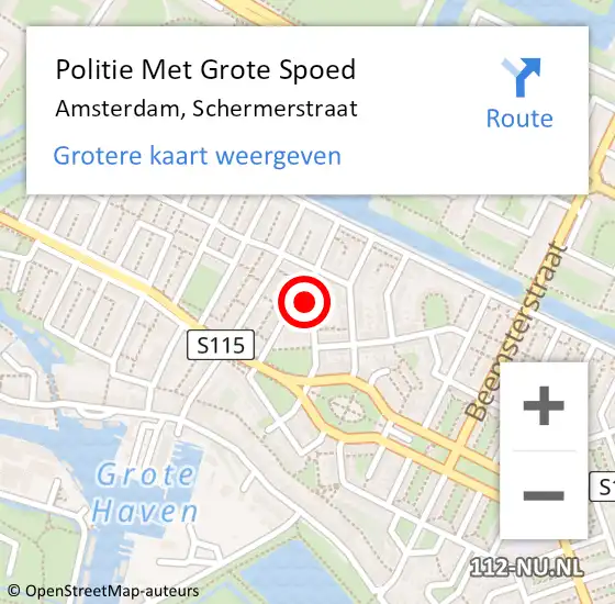 Locatie op kaart van de 112 melding: Politie Met Grote Spoed Naar Amsterdam, Schermerstraat op 1 augustus 2023 20:35