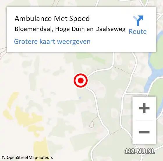 Locatie op kaart van de 112 melding: Ambulance Met Spoed Naar Bloemendaal, Hoge Duin en Daalseweg op 1 augustus 2023 20:55